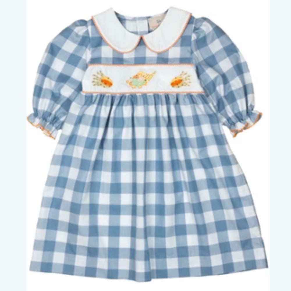 Smockingbird Thanksgiving Cornucopia Dress -“frances” monogram